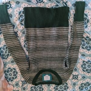 XS Old Navy Green + White Striped Sweater